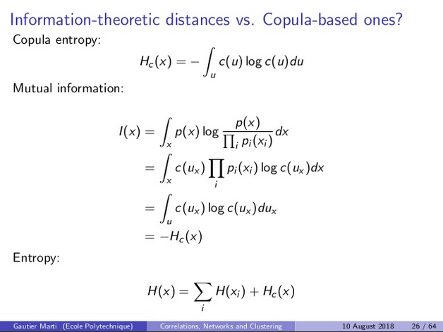 MI = negative entropy of copula